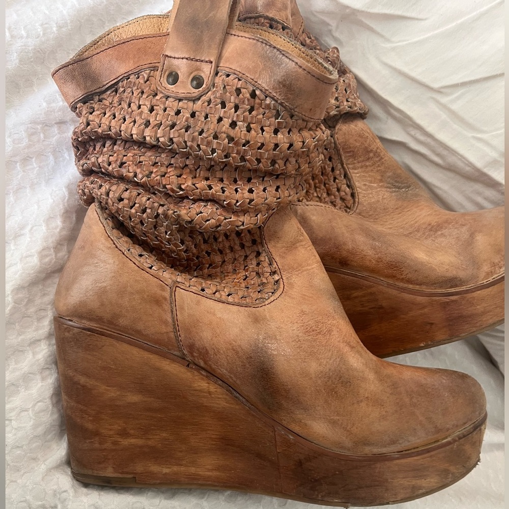 COPY - Distressed BEDSTU WEDGE BOOTIES
